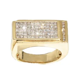 14K Princess Cut Yellow Gold Mens Diamond Pinky Ring 2.30 Ctw