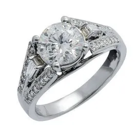 14k Solid White Gold Diamond Engagement Ring