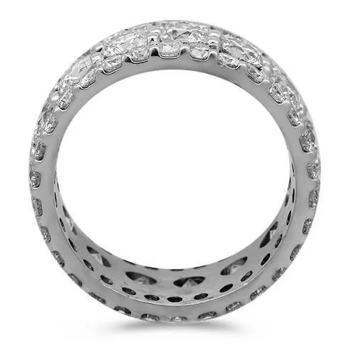 14K Solid White Gold Mens Diamond Eternity Ring Band 9.00 Ctw