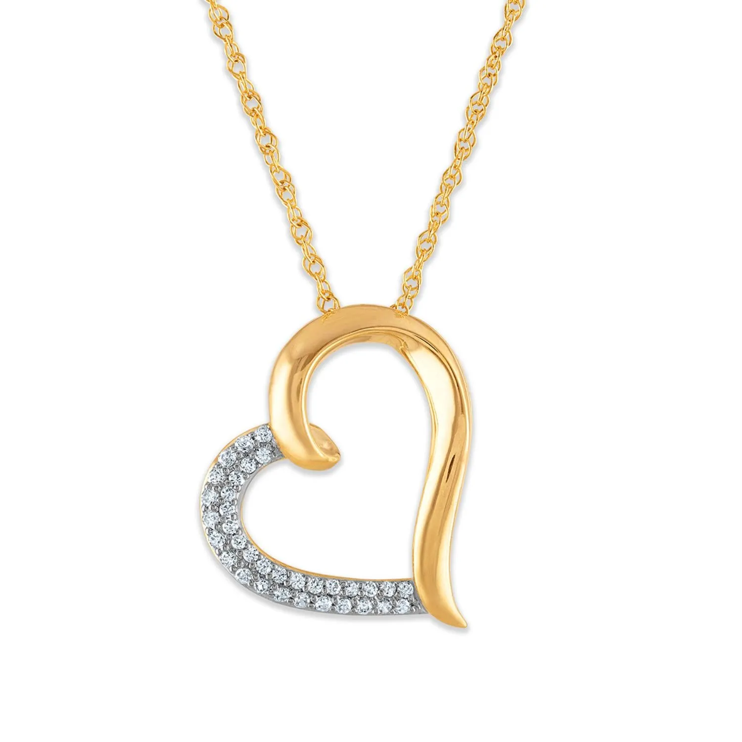 1/5 CTW Diamond Heart 18-inch Pendant in 10KT Yellow Gold