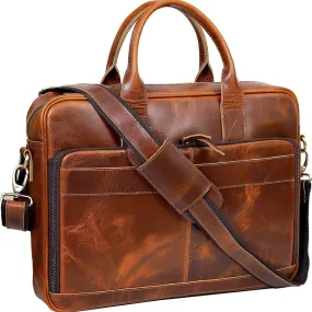 16 Inch Leather briefcases Laptop Messenger Bags for Men and Women Best Office School College Satchel Bag