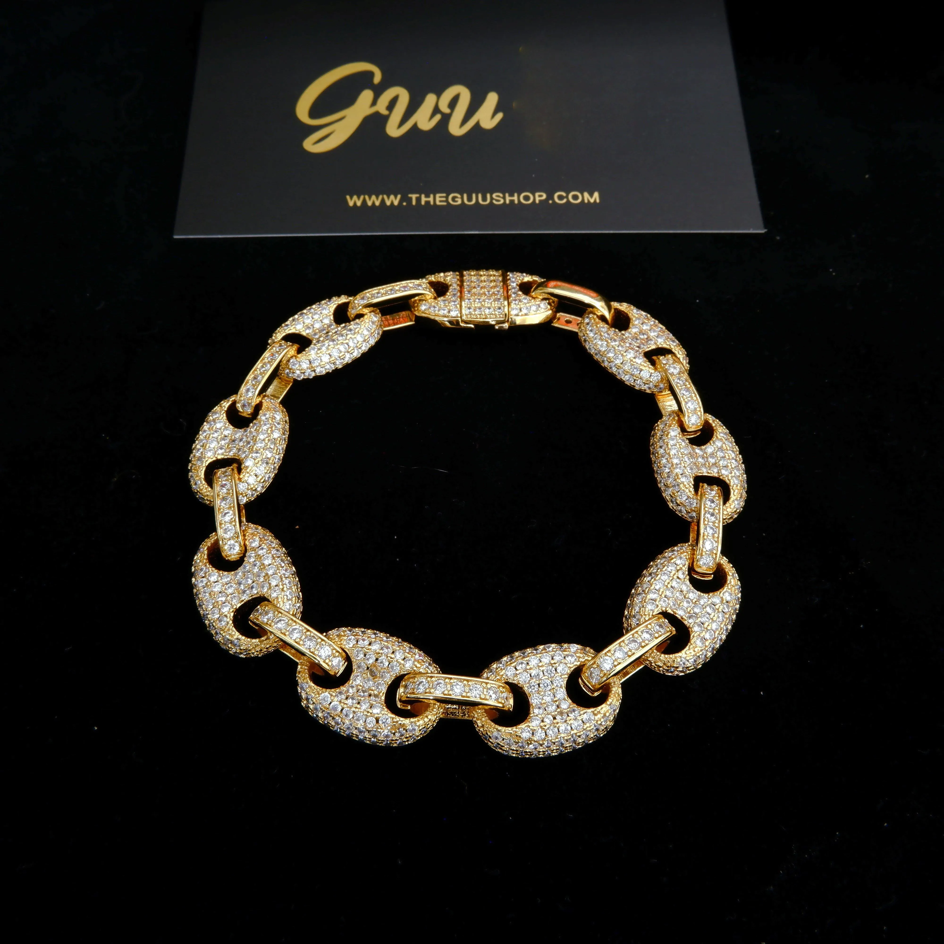 18K Gold-Plated Solid Coffee Beans Link Bracelet