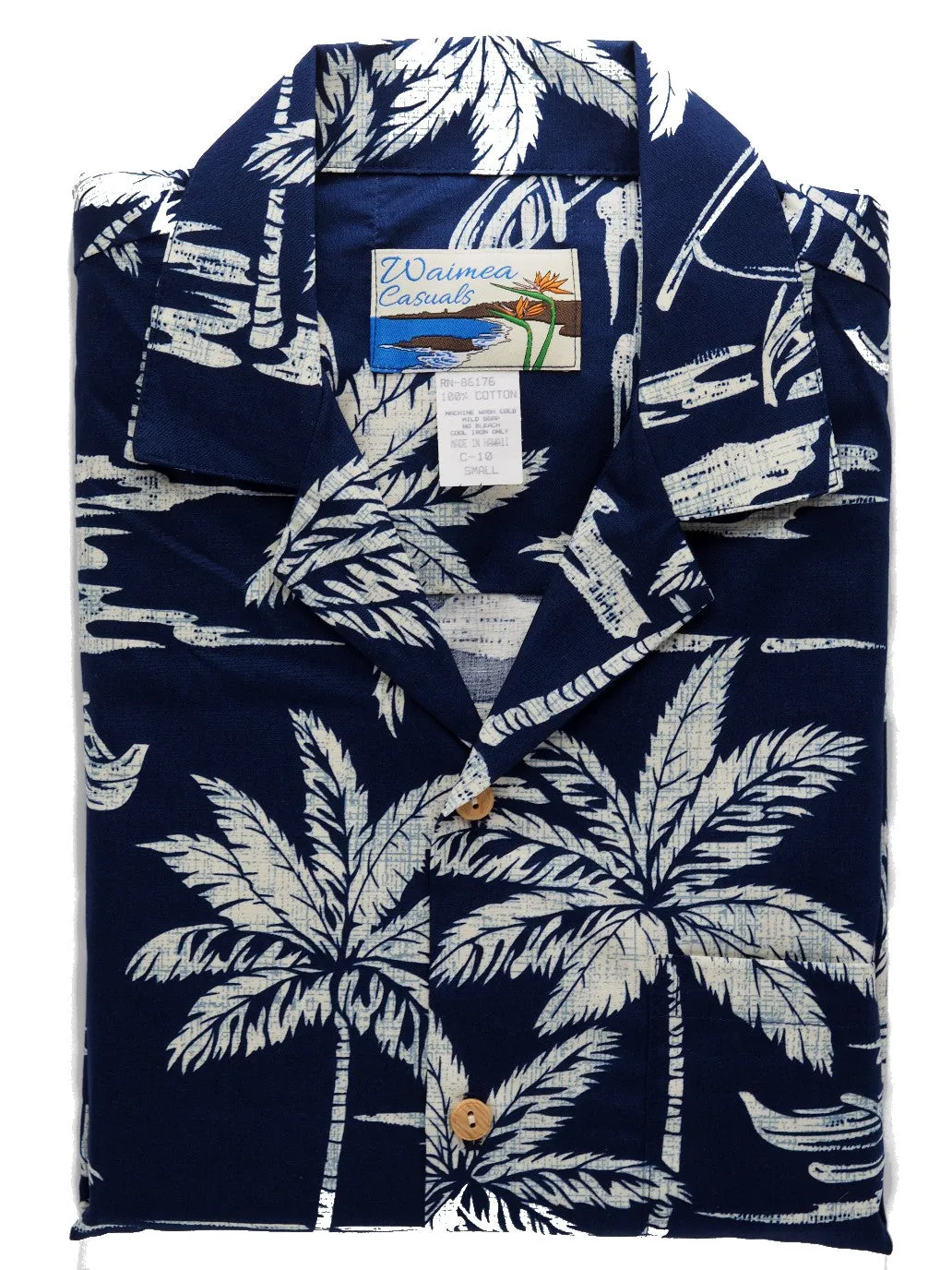 Aloha Shirt Cotton Canoe Navy