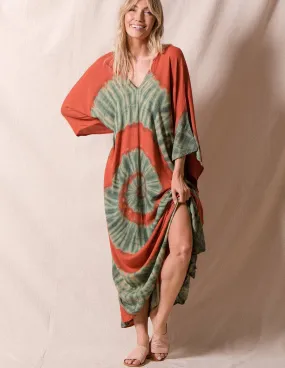 Aurora Tie-Dye Kaftan - Rust - As-Is-Clearance