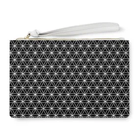 Black & White Sacred Geometry Vegan Leather Clutch Bags