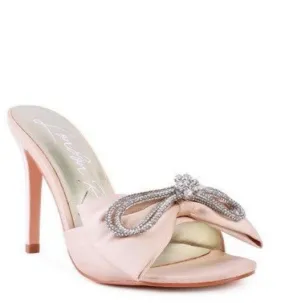 Brag In Crystal Bow Satin High Heeled Sandals