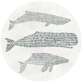 Cadet Blue Whales Round Art Coasters - Set of 4