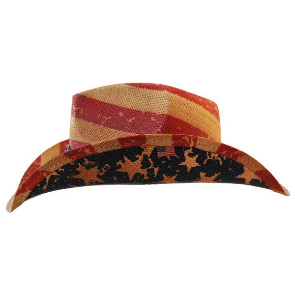 California Hat Company - Vintage American Flag Cowboy Hat With Eagle