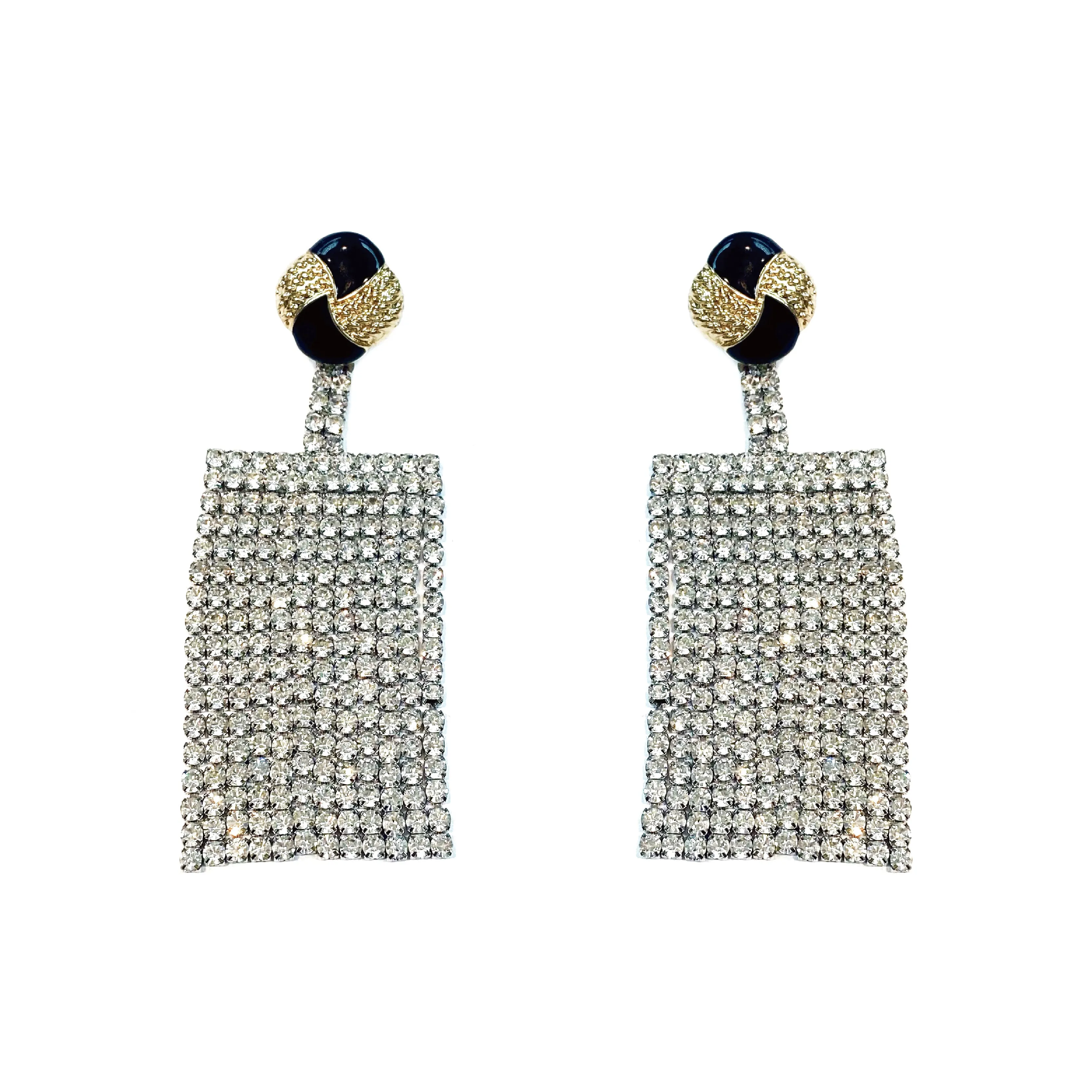 CLASSIC STUD CRYSTAL FRINGE EARRINGS