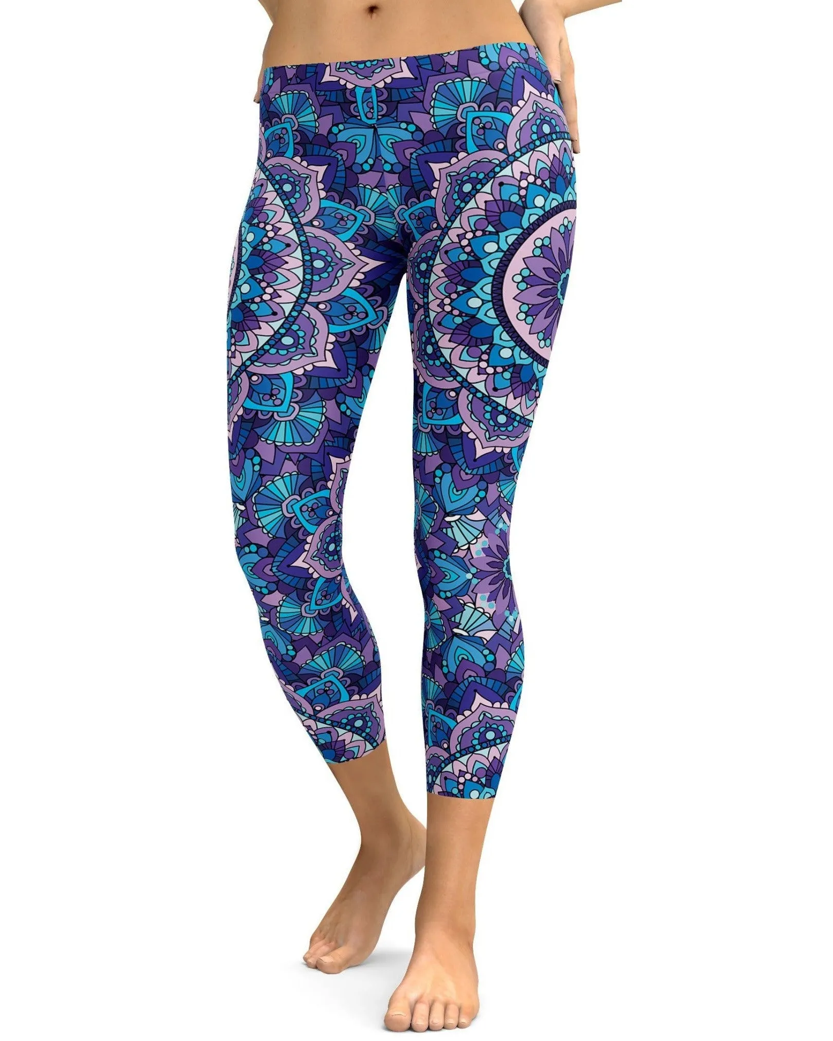 Colorful Blue Mandala Capris