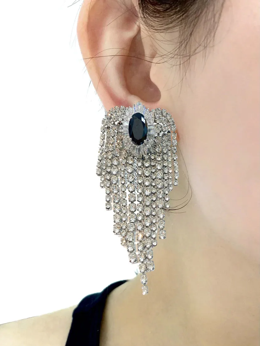 CRYSTAL STUD  WATERFALL DROP EARRINGS