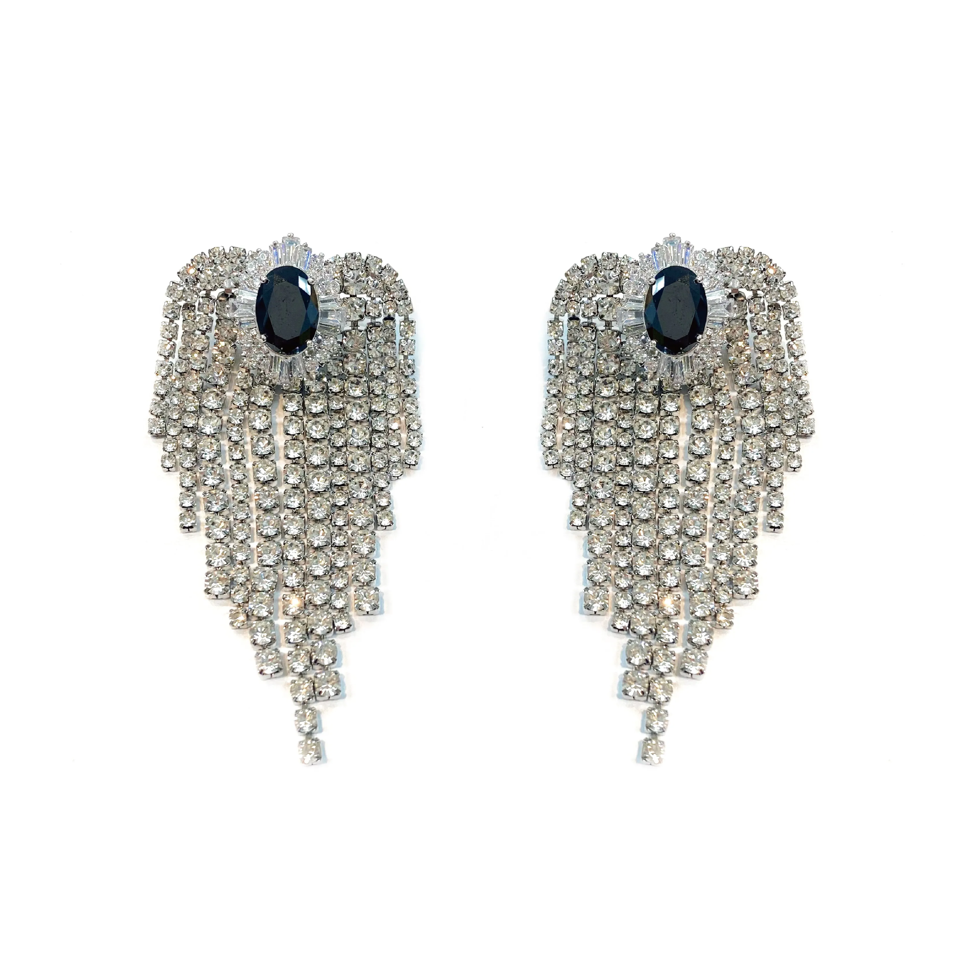 CRYSTAL STUD  WATERFALL DROP EARRINGS