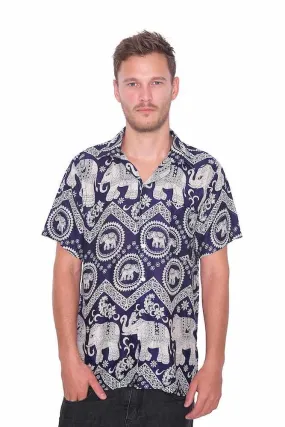 Dark Blue Hawaiian Shirt Men