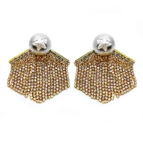 DETACHABLE SILVER STAR STUD FRINGE EARRING