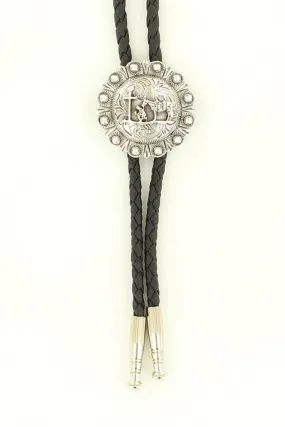 Double S® Silver Cowboy Prayer Leather Bolo Tie