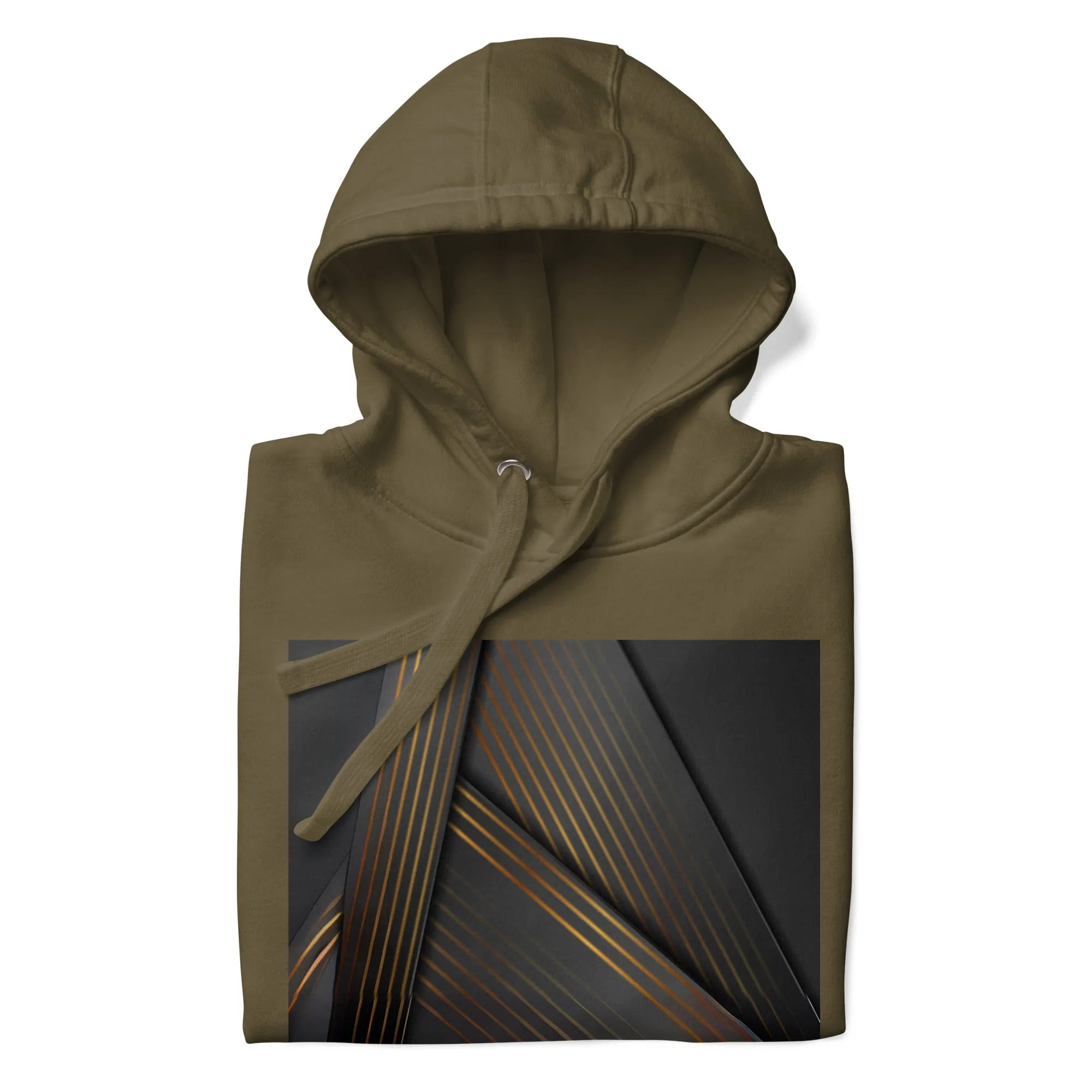 Elevate Your Style with Our Unisex Hoodie - Black & Gold Triangle Print