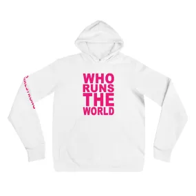 EVERYDAY FLEECE, COZY CHIC HOODIE WHITE - WHO RUNS THE WORLD