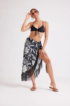 FEEL THE VIBE TASSEL SKIRT - BLACK