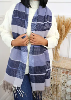 Fiona Navy Stripe Scarf