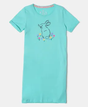 Girl's Super Combed Cotton Graphic Printed Dress - Cockatoo