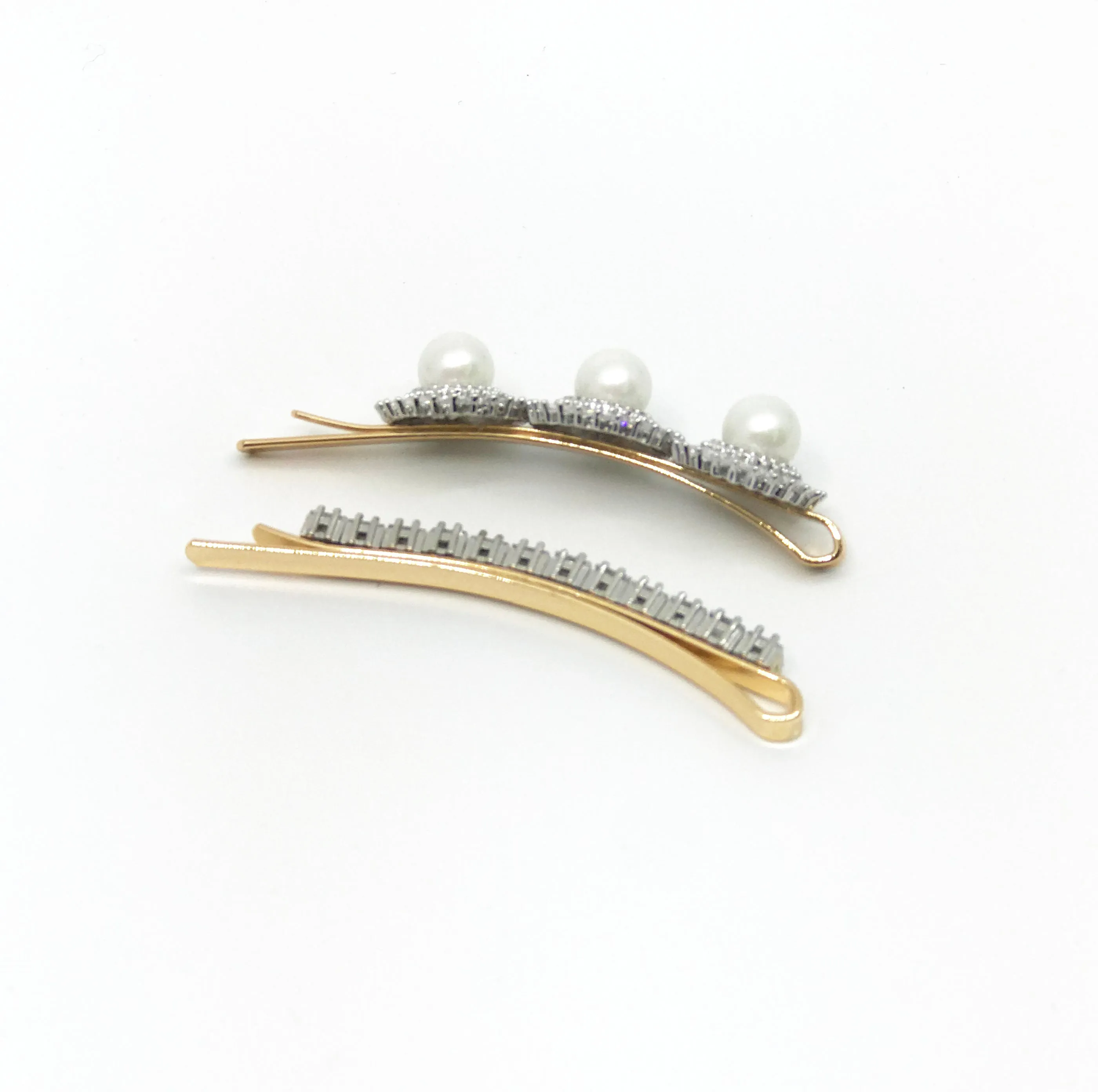 GLASS CRYSTAL FAUX PEARL HAIR CLIP SET