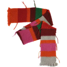 HAND KNITTED COTTON SCARF WITH BLOCK STRIPES