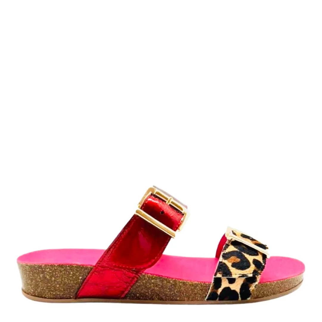 Je T'aime- Leopard Red- flat cork sandal