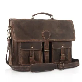 Leather briefcase 18 inch laptop messenger bag for men and women best satchel office bag