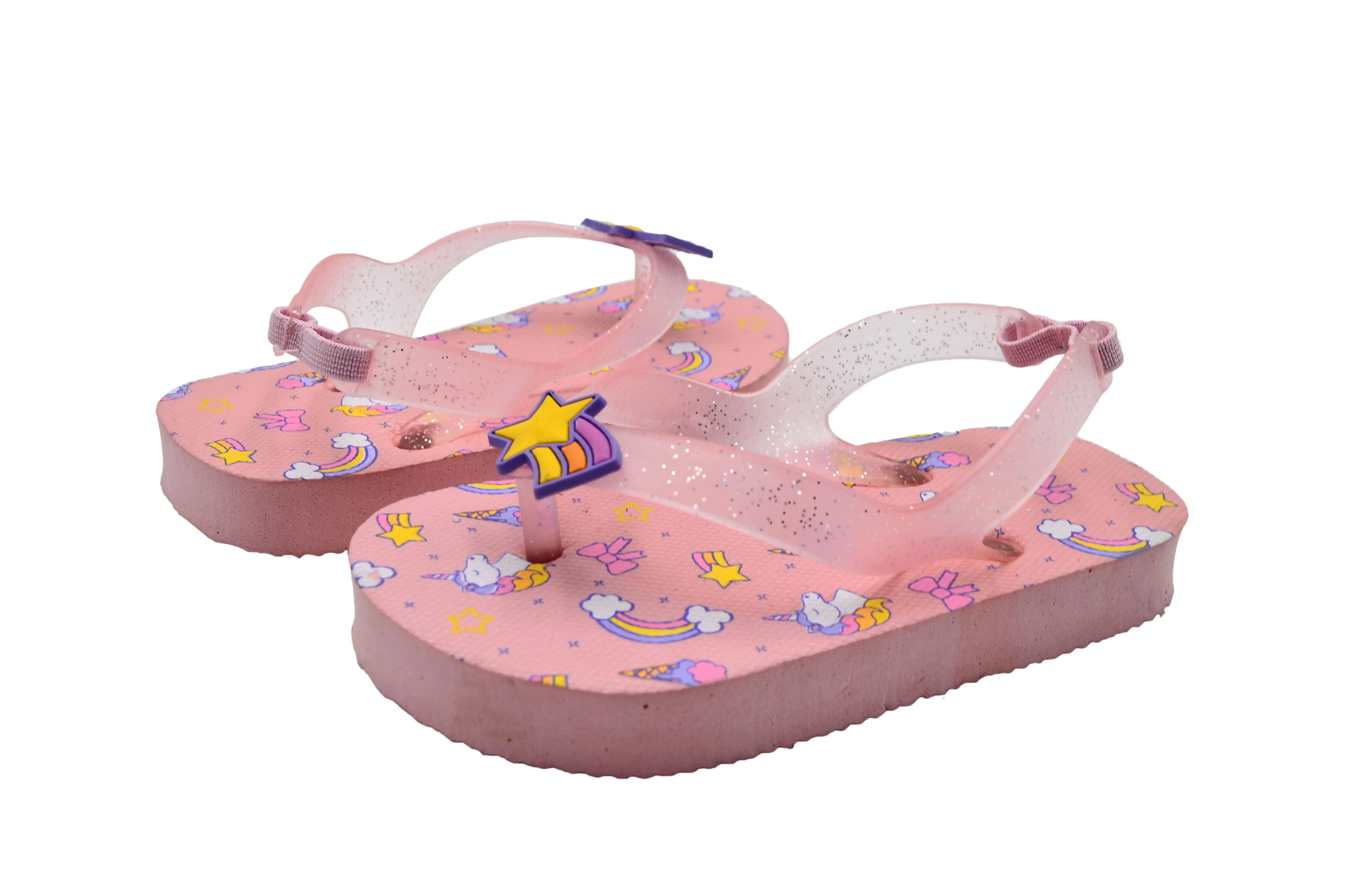 Limited Too Toddler Baby Girls’ Little Kid Fantasy EVA Rubber Flip Flops With Elastic Back Strap - Lightweight Waterproof Summer Slipper Shoe