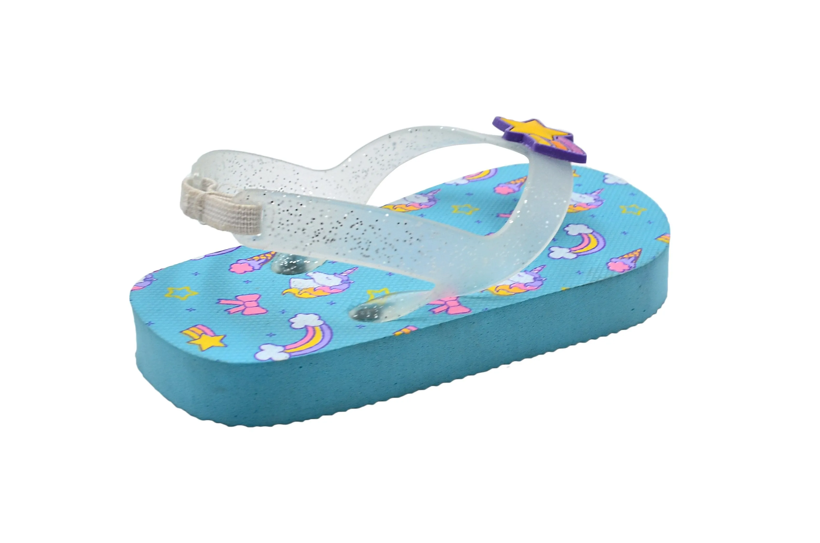 Limited Too Toddler Baby Girls’ Little Kid Fantasy EVA Rubber Flip Flops With Elastic Back Strap - Lightweight Waterproof Summer Slipper Shoe