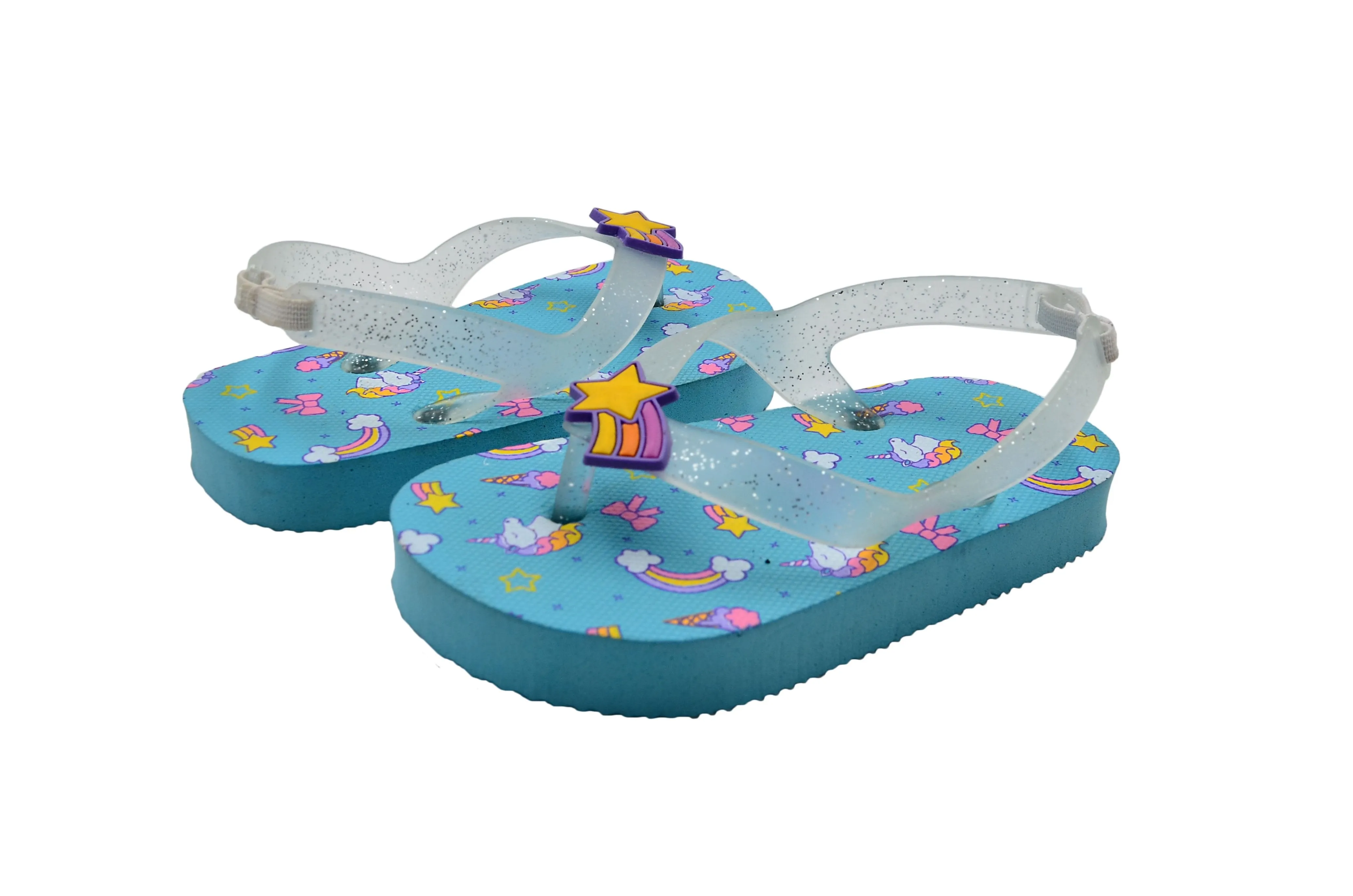 Limited Too Toddler Baby Girls’ Little Kid Fantasy EVA Rubber Flip Flops With Elastic Back Strap - Lightweight Waterproof Summer Slipper Shoe