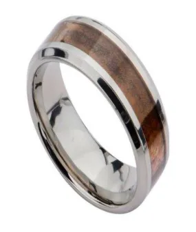 Men's Titanium Ring with Hawaiian Mango Wood Center Inlay | 8mm