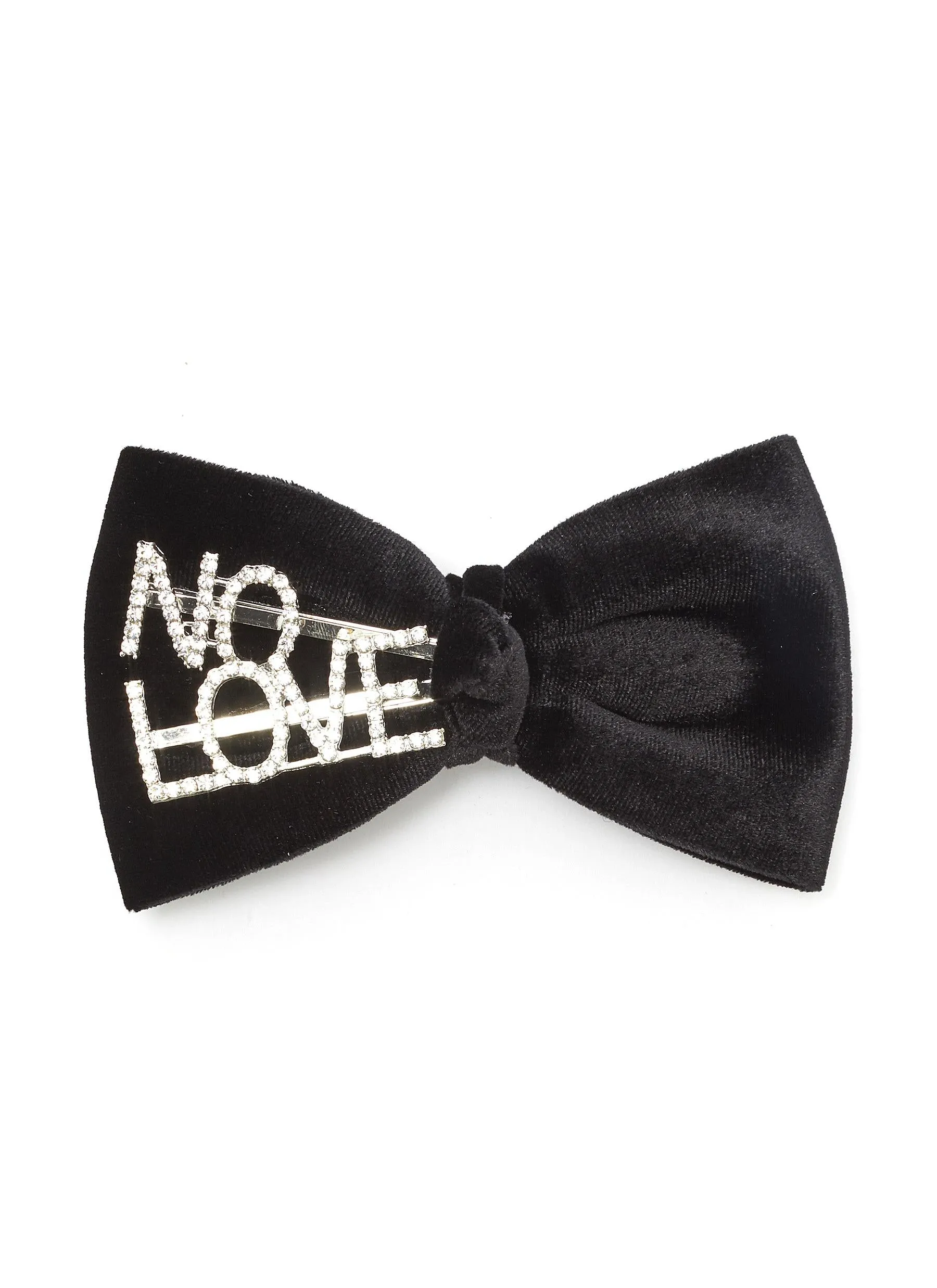 'NO LOVE' VELVET BOW HAIR CLIP