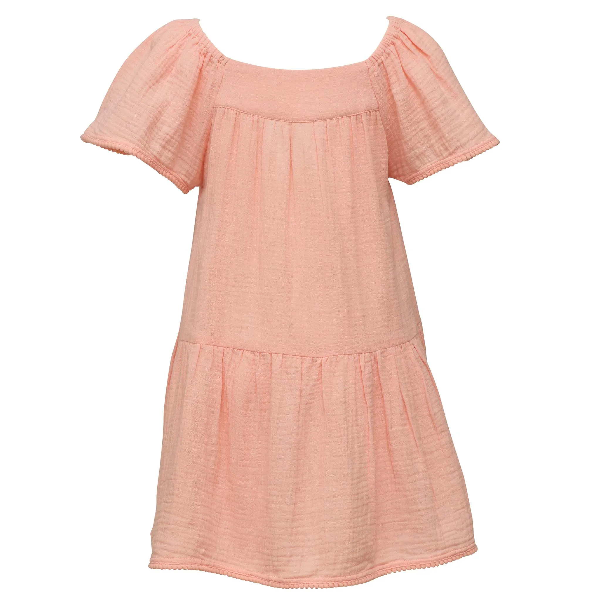 Peach Flutter Sleeve Dress