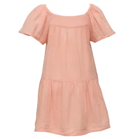 Peach Flutter Sleeve Dress