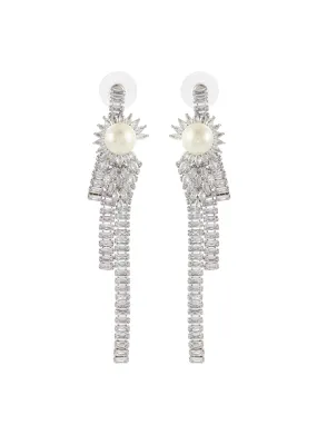 PEARL WITH CRYSTAL FRINGE DROP EARRINGS