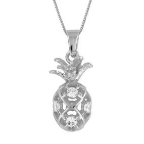 Sterling Silver Small Pineapple Pendant Necklace, 16 2" Extender